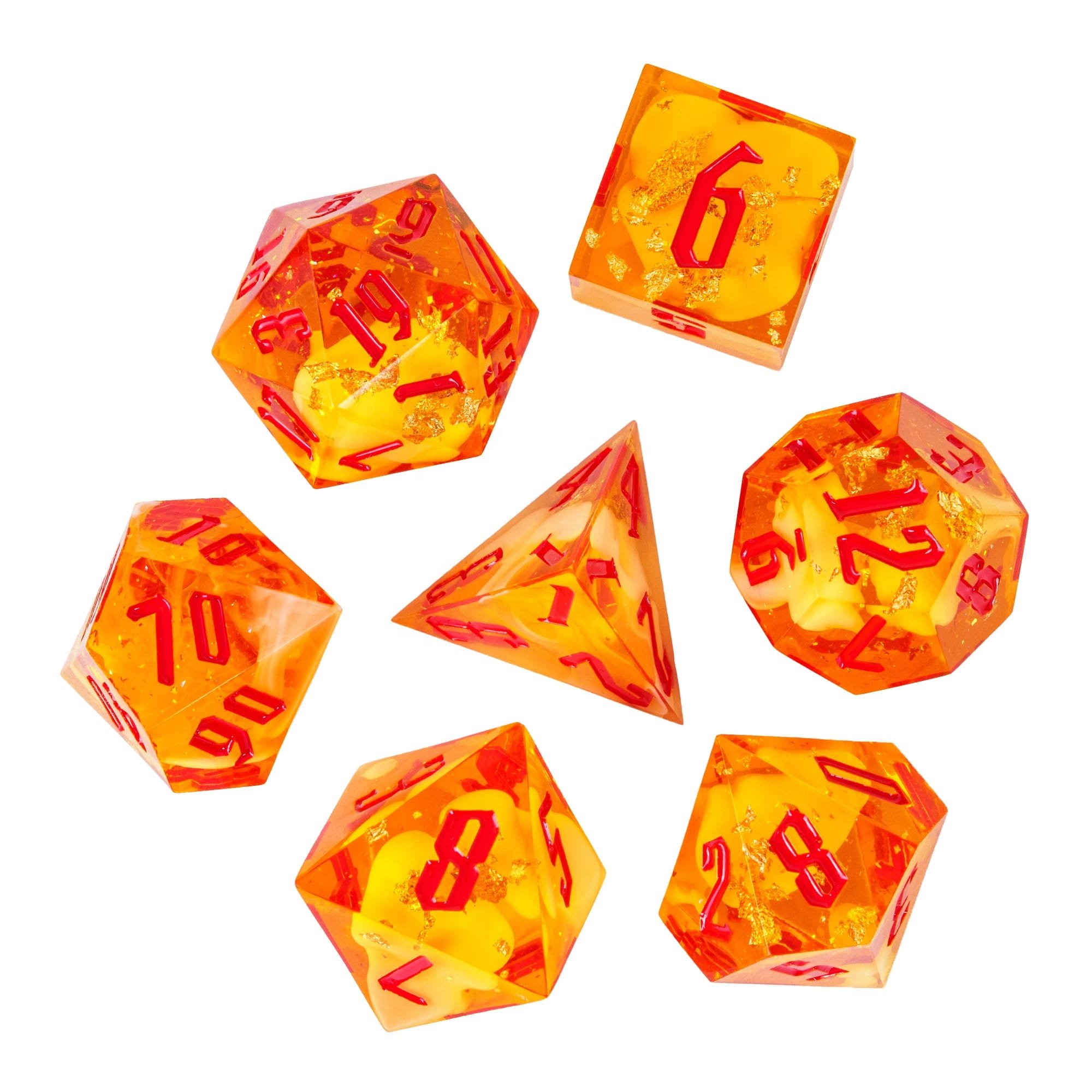 Udixi Custom Handmade Sharp Swirl Gold Foil resin dice Dice Dungeons and Dragons DND board game Dice Set