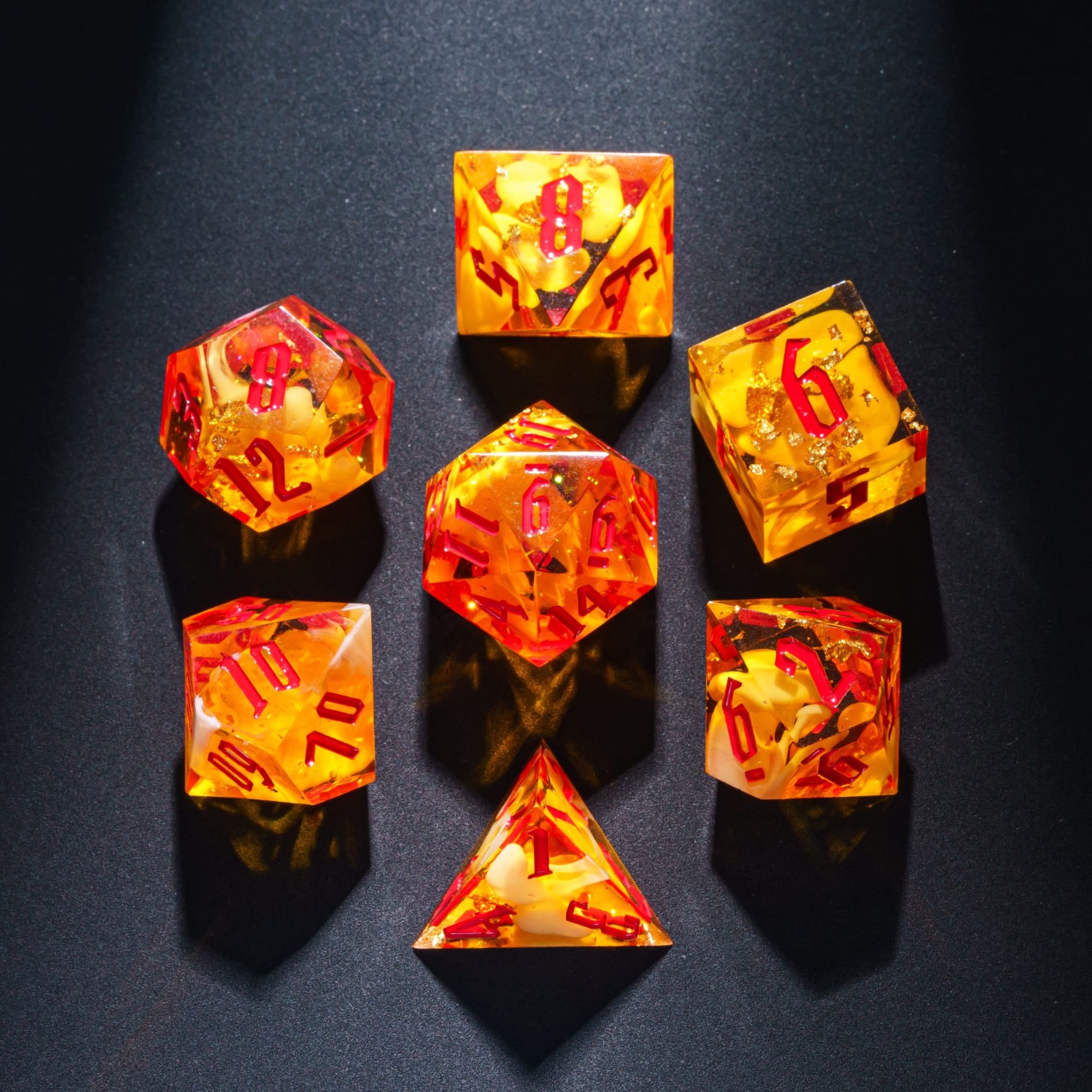 Udixi Custom Handmade Sharp Swirl Gold Foil resin dice Dice Dungeons and Dragons DND board game Dice Set