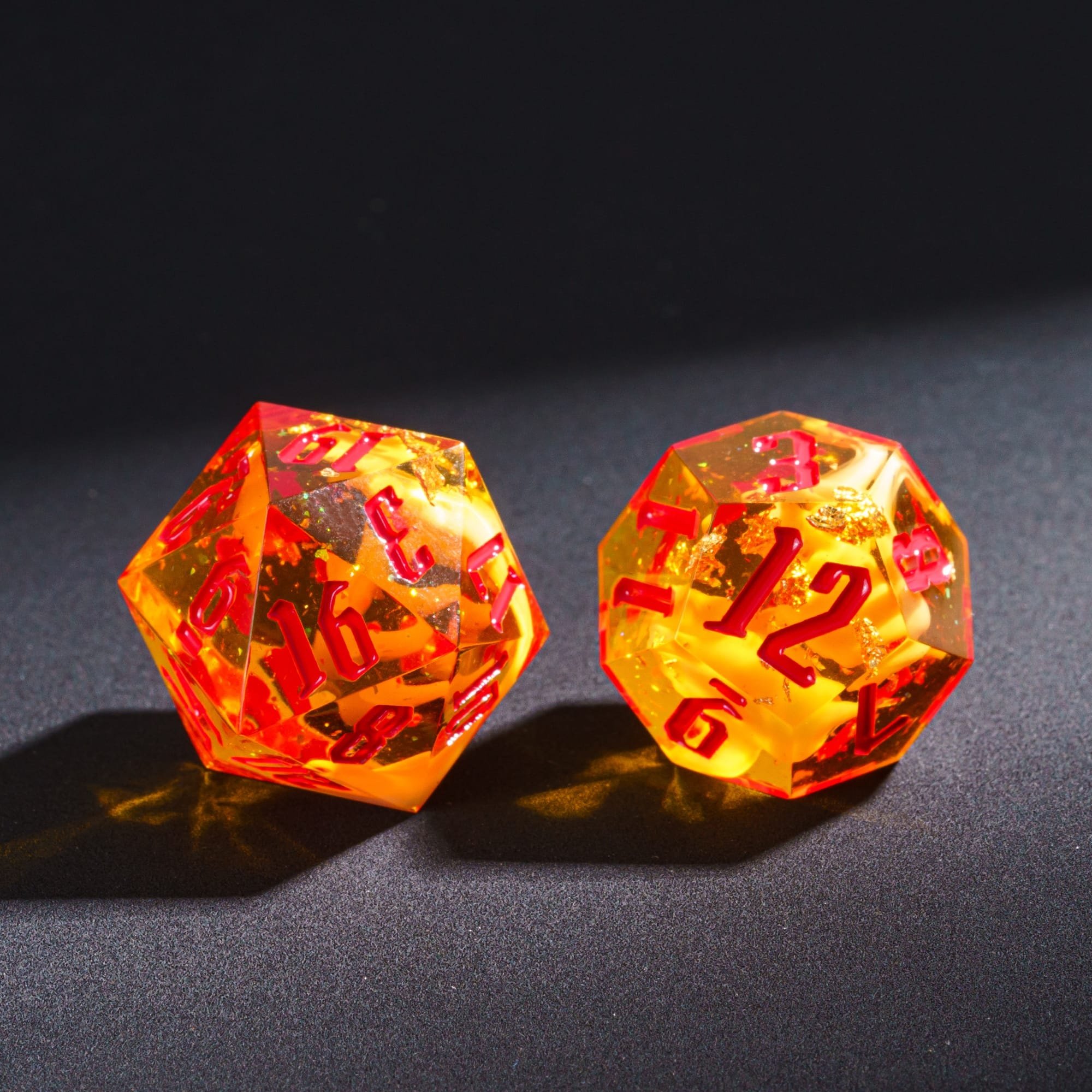 Udixi Custom Handmade Sharp Swirl Gold Foil resin dice Dice Dungeons and Dragons DND board game Dice Set