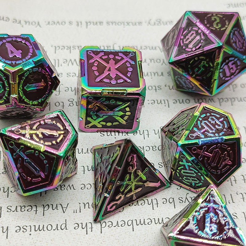 2024 New Style DND Metal Solid Polyhedral Dice Customizable Board Game TRPG Dungeons & Dragons Dice Accessories