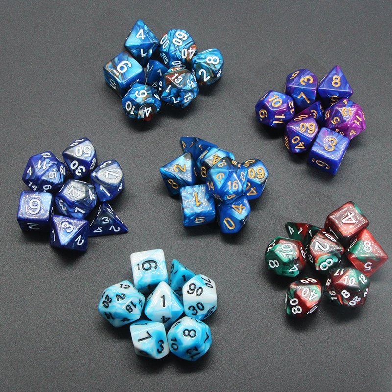 Custom Polyhedral Plastic RPG DND Dice Set Bulk Acrylic Dice Wholesale D4 D6 D8 D10 D% D12 D20 for Tabletop Role Playing Games