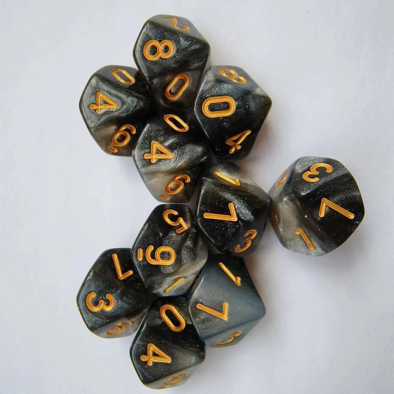 Manufacturers Two color starry sky DND RPG Board Game Polyhedral Custom Acrylic bulk D10 Dice set