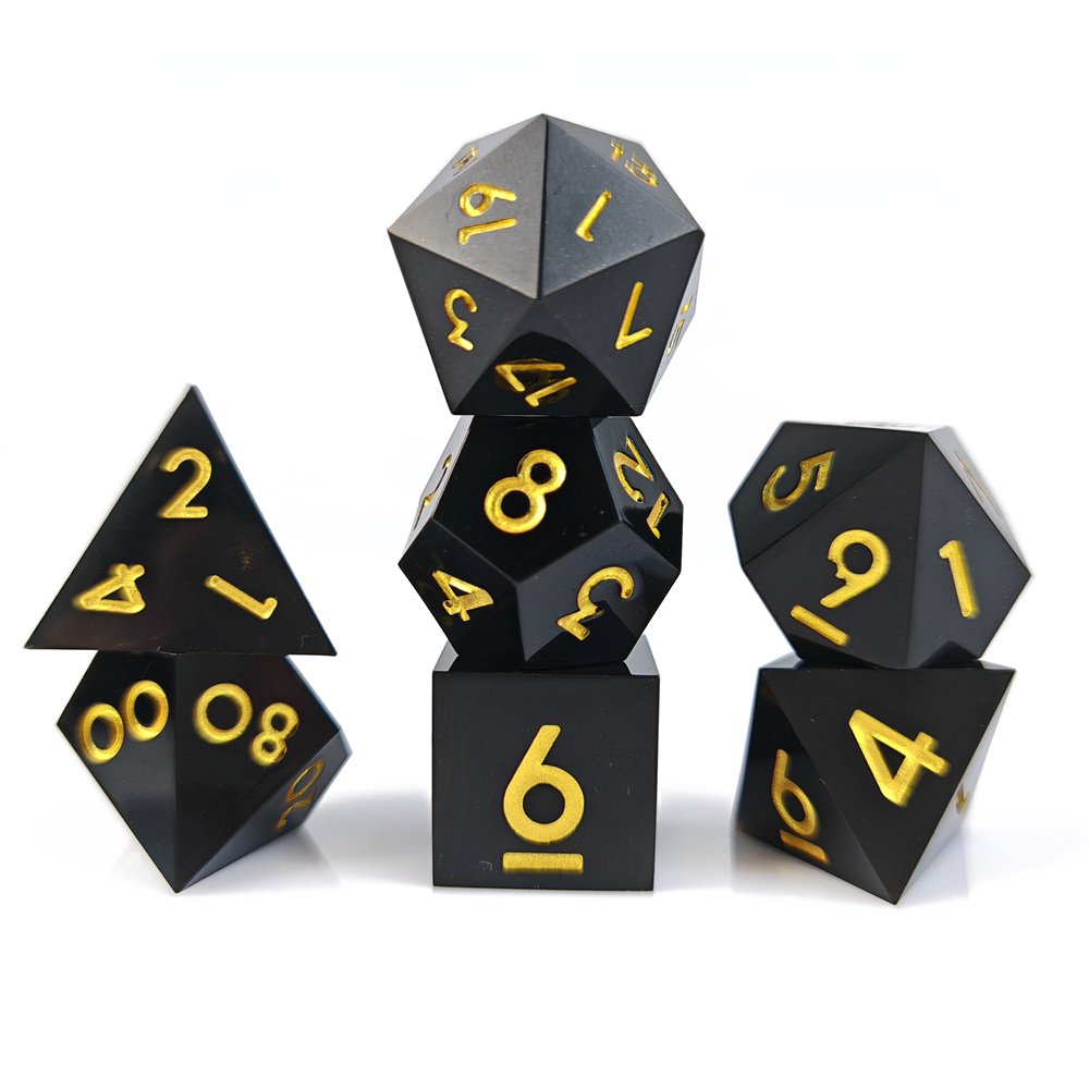 Sharp Edge DND Dice Set For Role Playing Board Games D&D Black Resin Dice Set