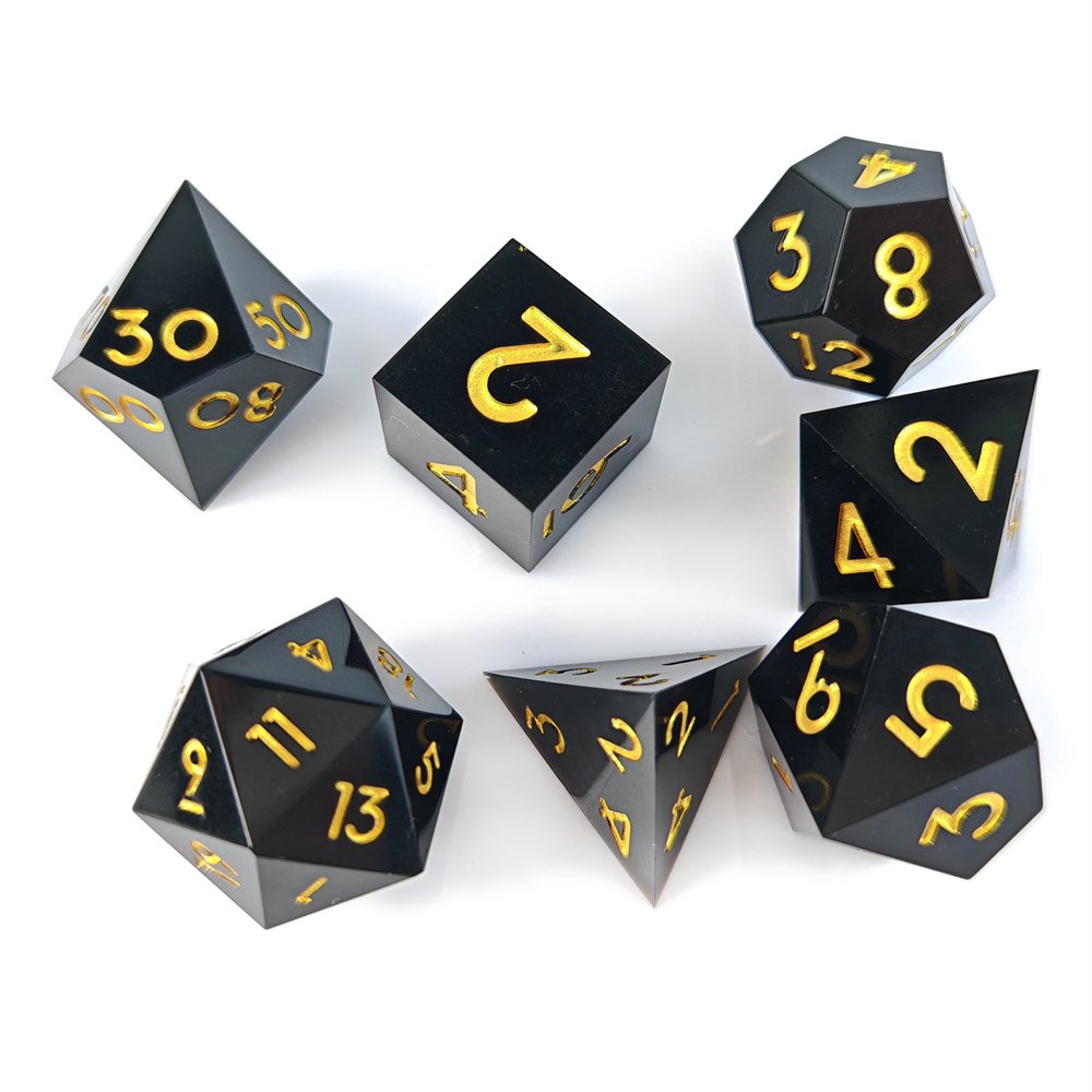 Sharp Edge DND Dice Set For Role Playing Board Games D&D Black Resin Dice Set