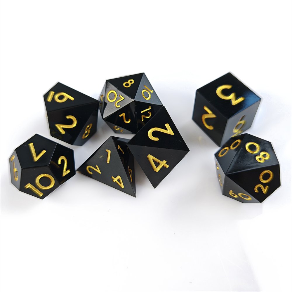 Sharp Edge DND Dice Set For Role Playing Board Games D&D Black Resin Dice Set