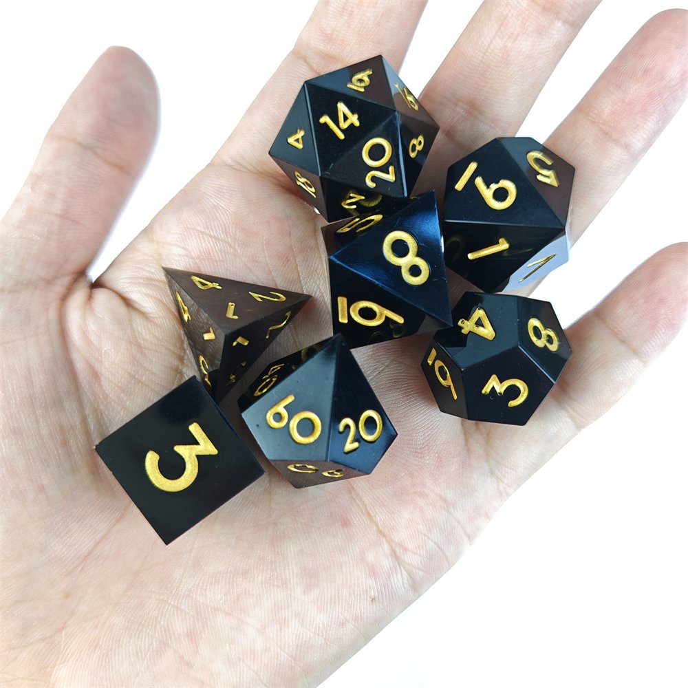 Sharp Edge DND Dice Set For Role Playing Board Games D&D Black Resin Dice Set