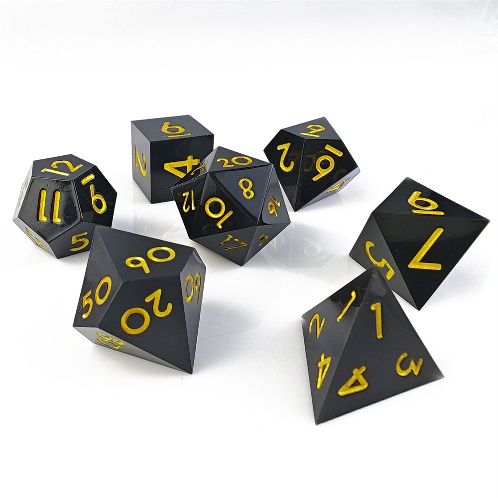 Sharp Edge DND Dice Set For Role Playing Board Games D&D Black Resin Dice Set