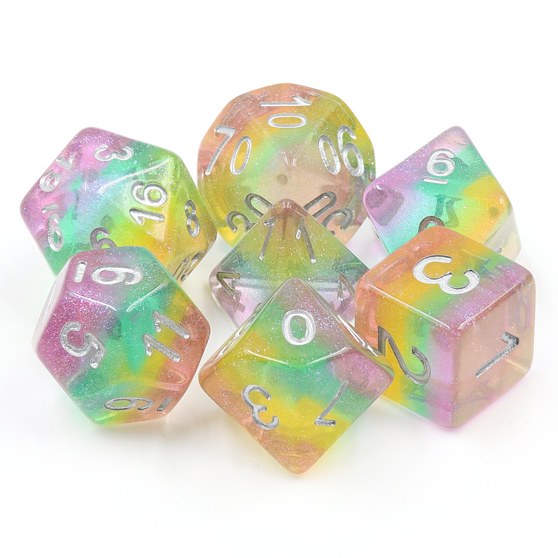 High Quality New Polyhedral Rainbow Color Dice 7pcs Set Standard Size Dice For Board Games