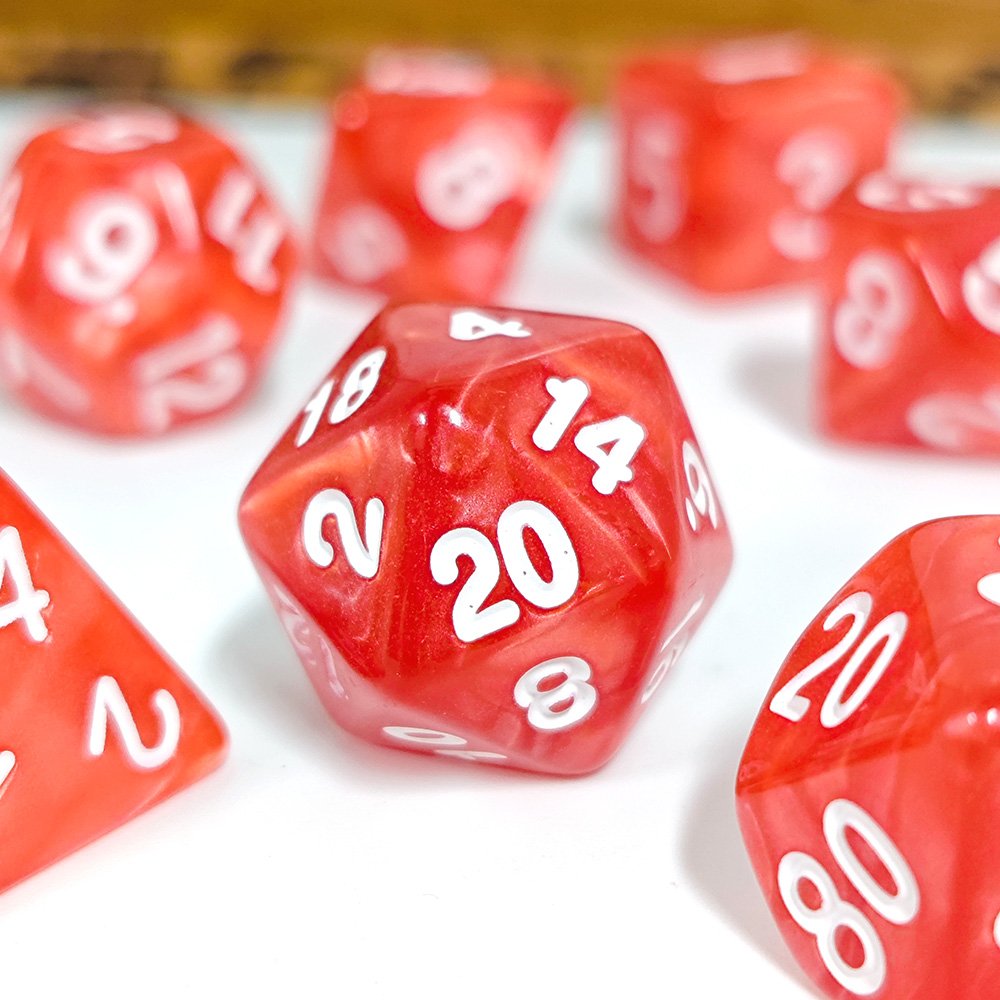 Custom made Pearl Dice Polyhedral Acrylic DND Dice Board Games Dungeons and Dragons Plastic Marble Dice Set for dnd games