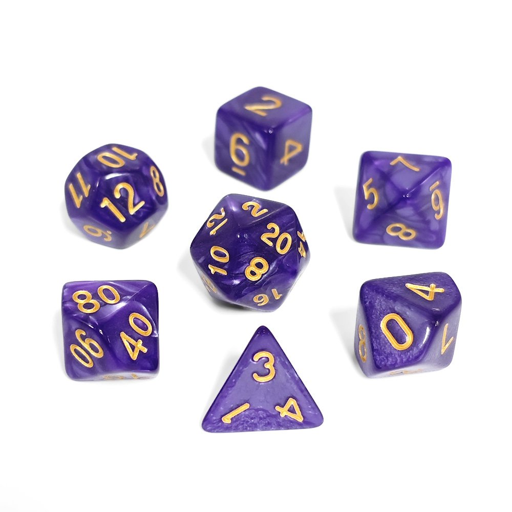 Custom made Pearl Dice Polyhedral Acrylic DND Dice Board Games Dungeons and Dragons Plastic Marble Dice Set for dnd games