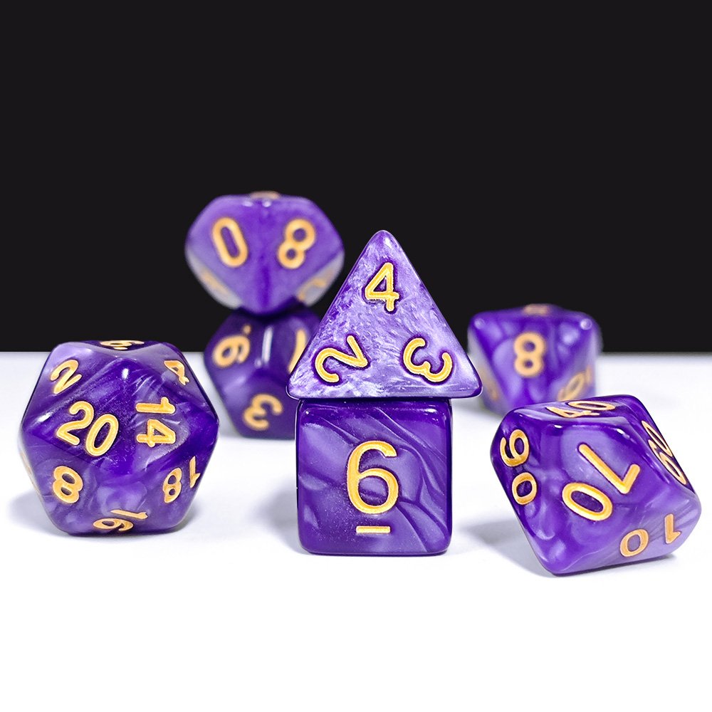Custom made Pearl Dice Polyhedral Acrylic DND Dice Board Games Dungeons and Dragons Plastic Marble Dice Set for dnd games