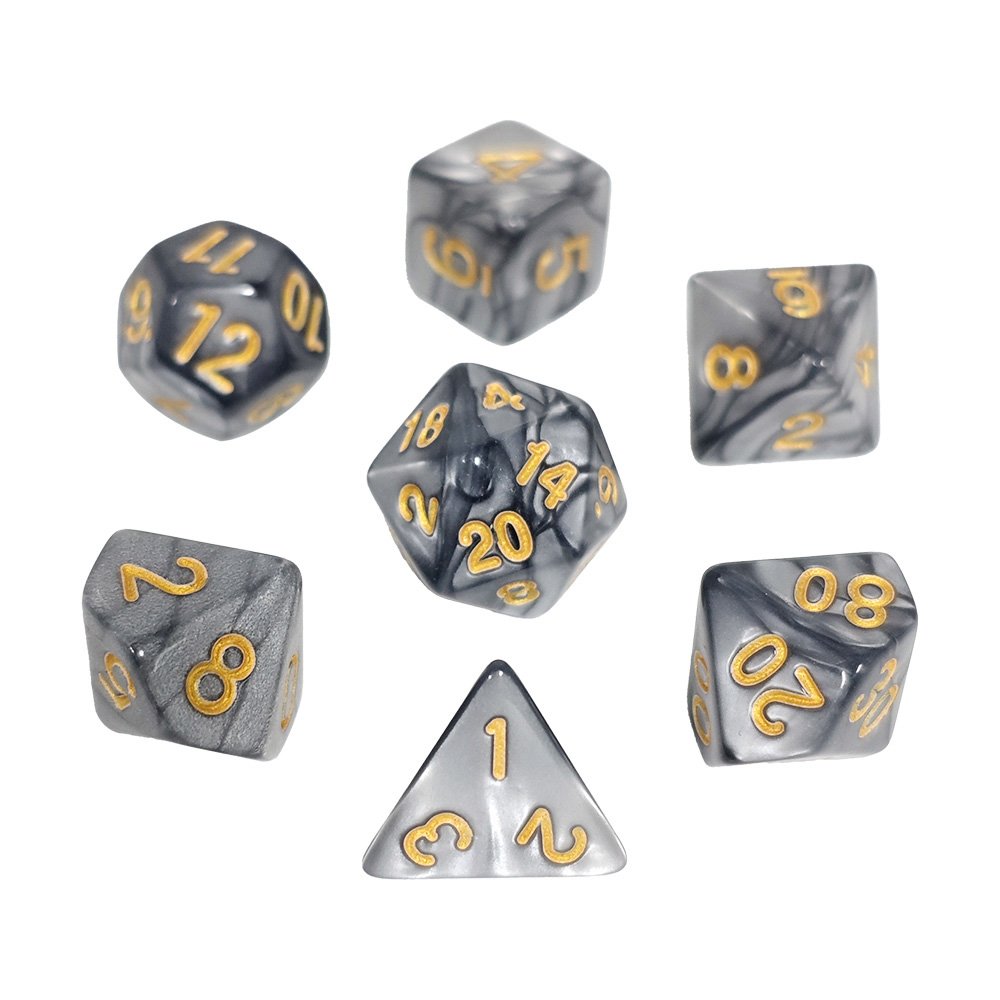 Custom made Pearl Dice Polyhedral Acrylic DND Dice Board Games Dungeons and Dragons Plastic Marble Dice Set for dnd games