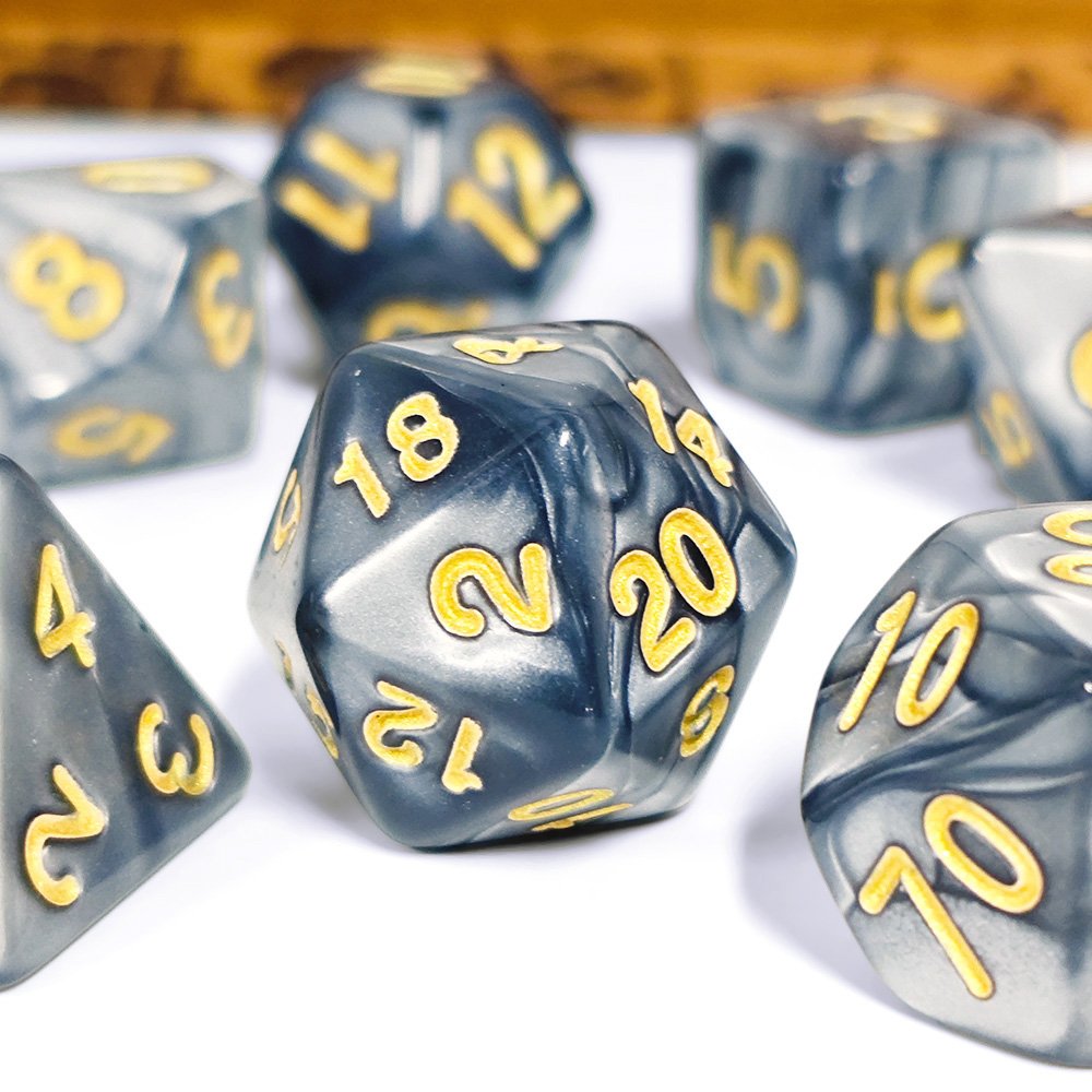 Custom made Pearl Dice Polyhedral Acrylic DND Dice Board Games Dungeons and Dragons Plastic Marble Dice Set for dnd games