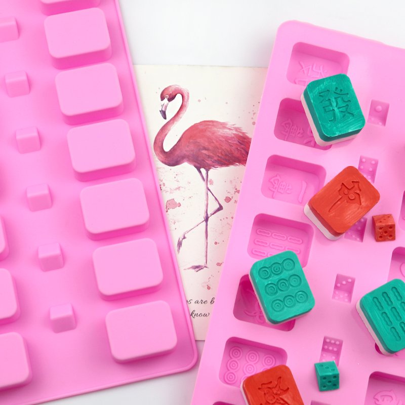657 factory stock 3D mahjong silicone chocolate mold,HOSL 3D mahjong silicon chocolate moulds with dice in it soap mold trays