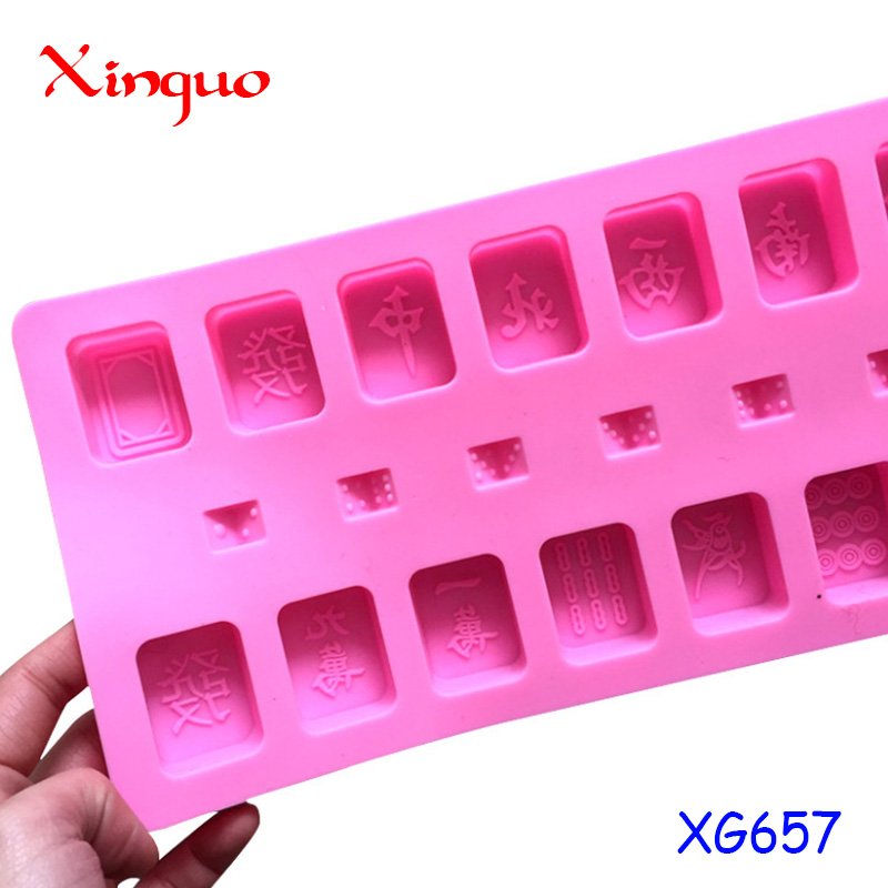 657 factory stock 3D mahjong silicone chocolate mold,HOSL 3D mahjong silicon chocolate moulds with dice in it soap mold trays