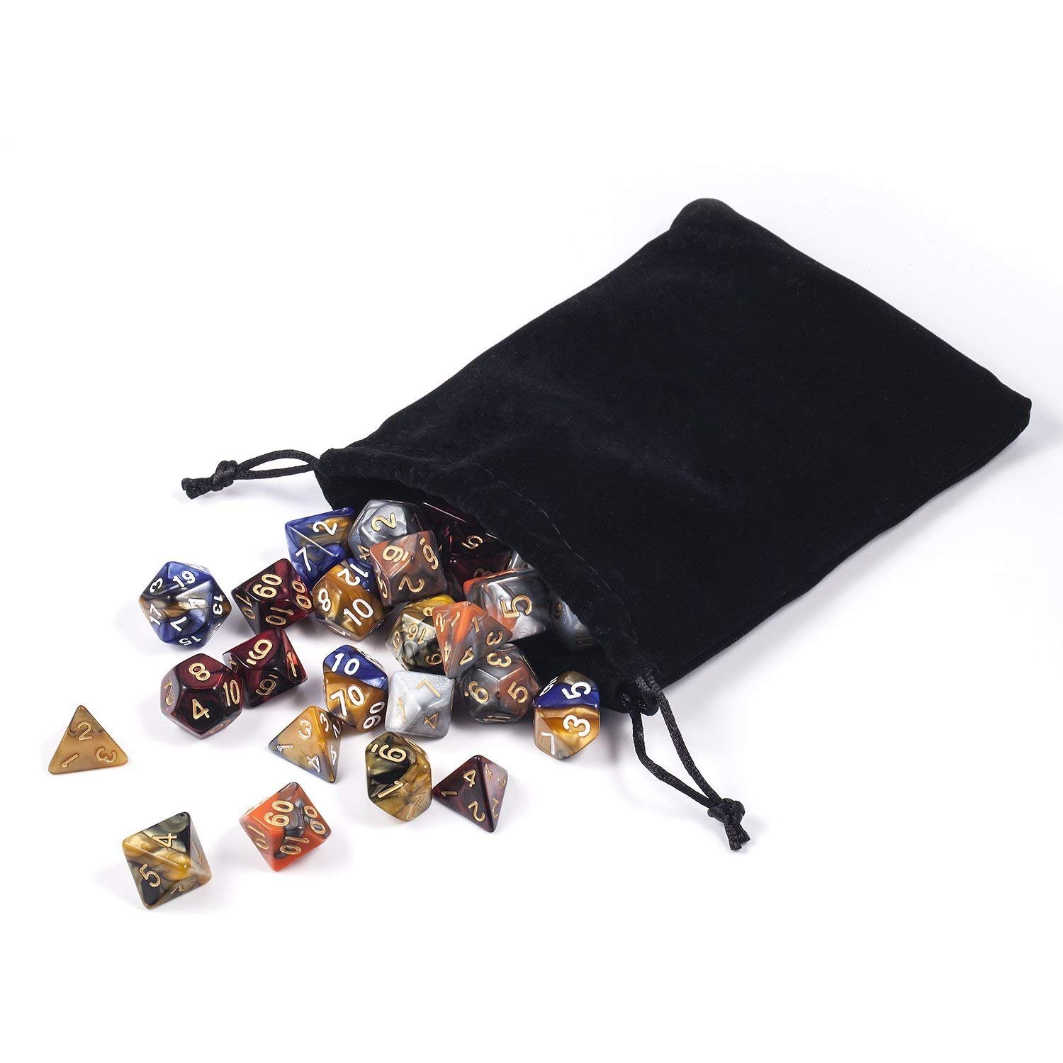Hot sale DND Dice Sets 5*7PCS Acrylic double color Dice with Free Pouch for Dungeons and Dragons RPG D&D RPG MTG Table Games