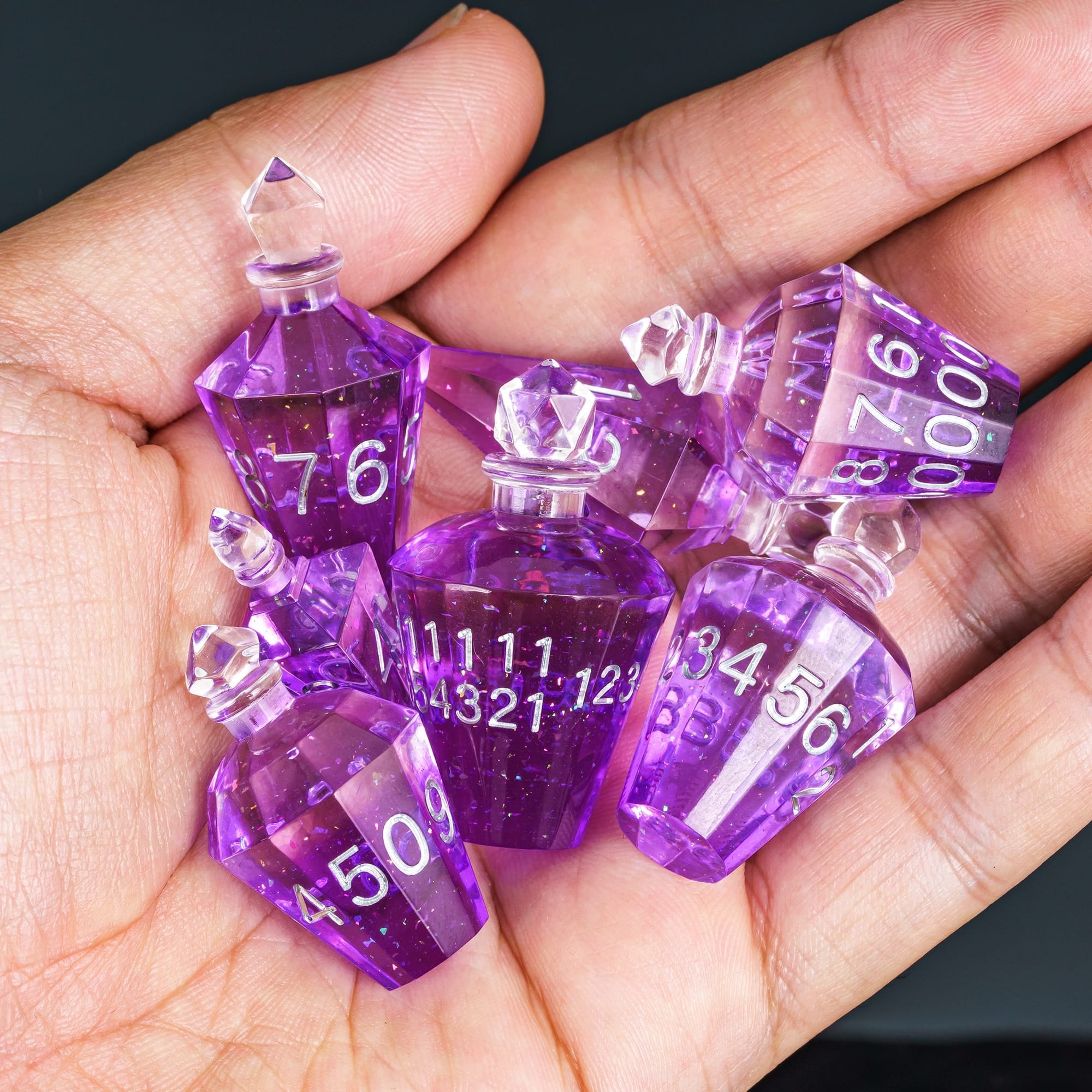 Udixi Custom Polyhedral magic potion bottle Dice Set Dungeons and Dragons DND RPG dice