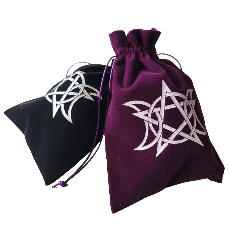 Velvet Animals Tarots Sun Wicca Oracle Cards Small Storage Bag Pouch Runes Witch Divination Jewelry Dice Bag