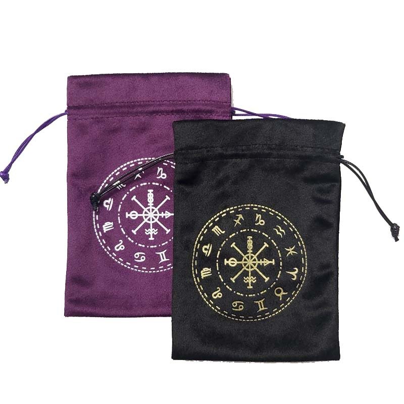 Velvet Animals Tarots Sun Wicca Oracle Cards Small Storage Bag Pouch Runes Witch Divination Jewelry Dice Bag