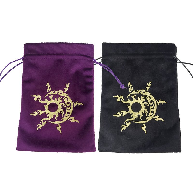 Velvet Animals Tarots Sun Wicca Oracle Cards Small Storage Bag Pouch Runes Witch Divination Jewelry Dice Bag