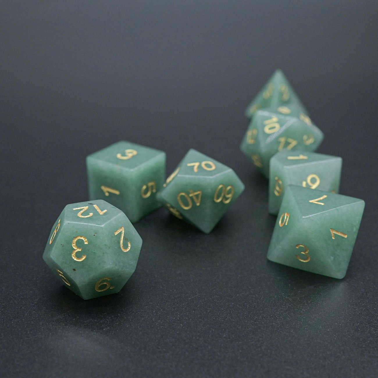 Natural Aventurine Gemstone Polyhedral Dnd Dice red green Role Playing D10 Dice Set