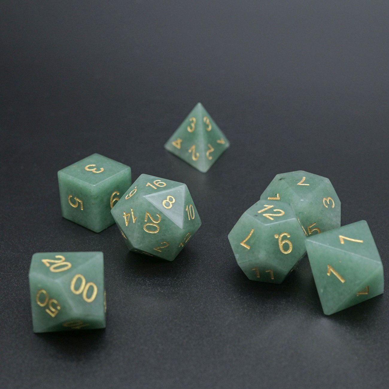 Natural Aventurine Gemstone Polyhedral Dnd Dice red green Role Playing D10 Dice Set