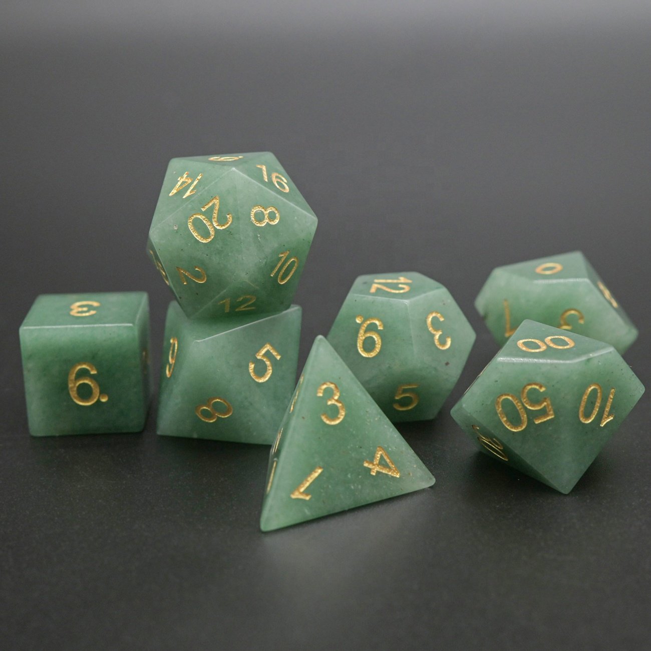 Natural Aventurine Gemstone Polyhedral Dnd Dice red green Role Playing D10 Dice Set