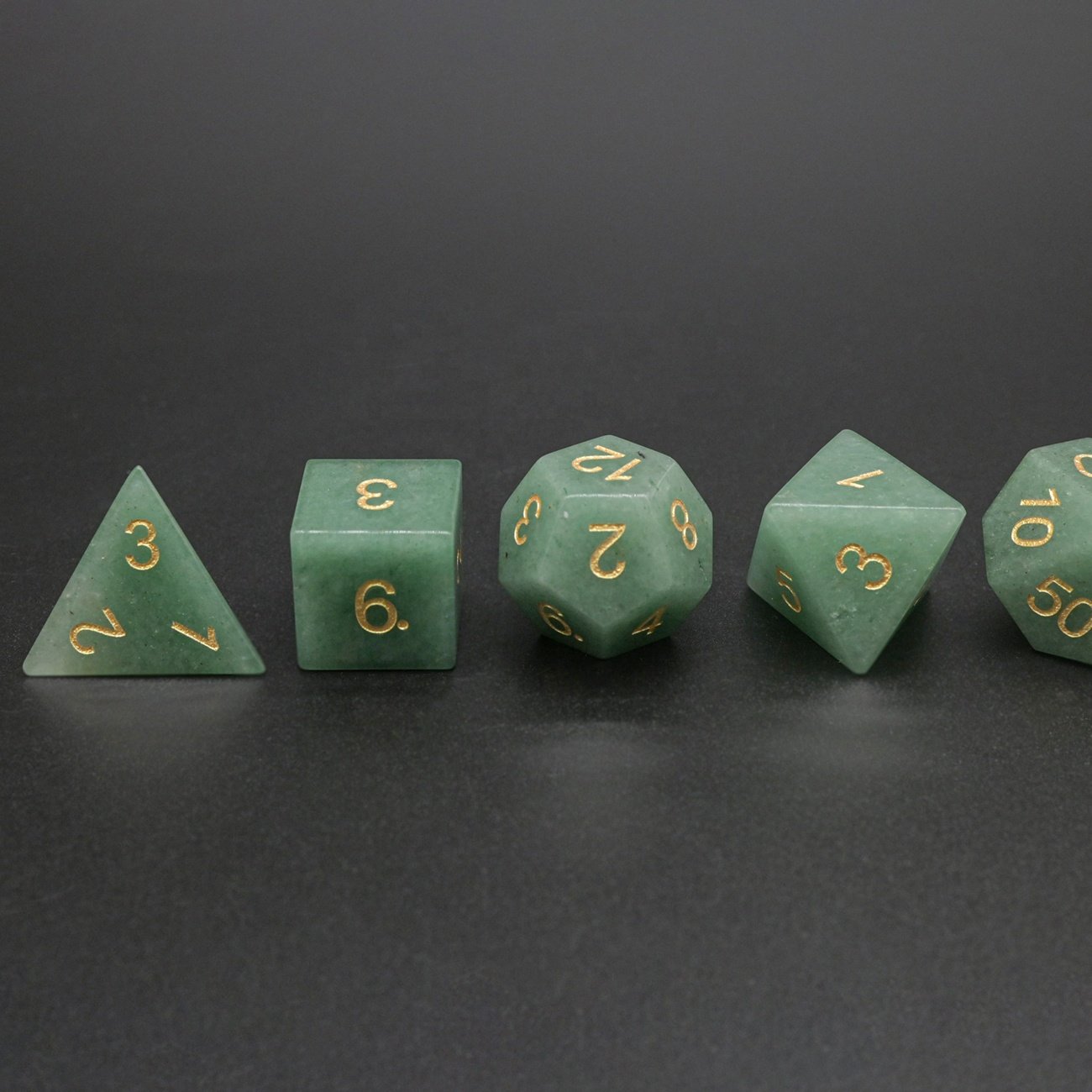 Natural Aventurine Gemstone Polyhedral Dnd Dice red green Role Playing D10 Dice Set