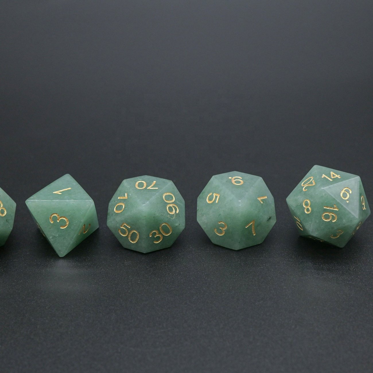 Natural Aventurine Gemstone Polyhedral Dnd Dice red green Role Playing D10 Dice Set