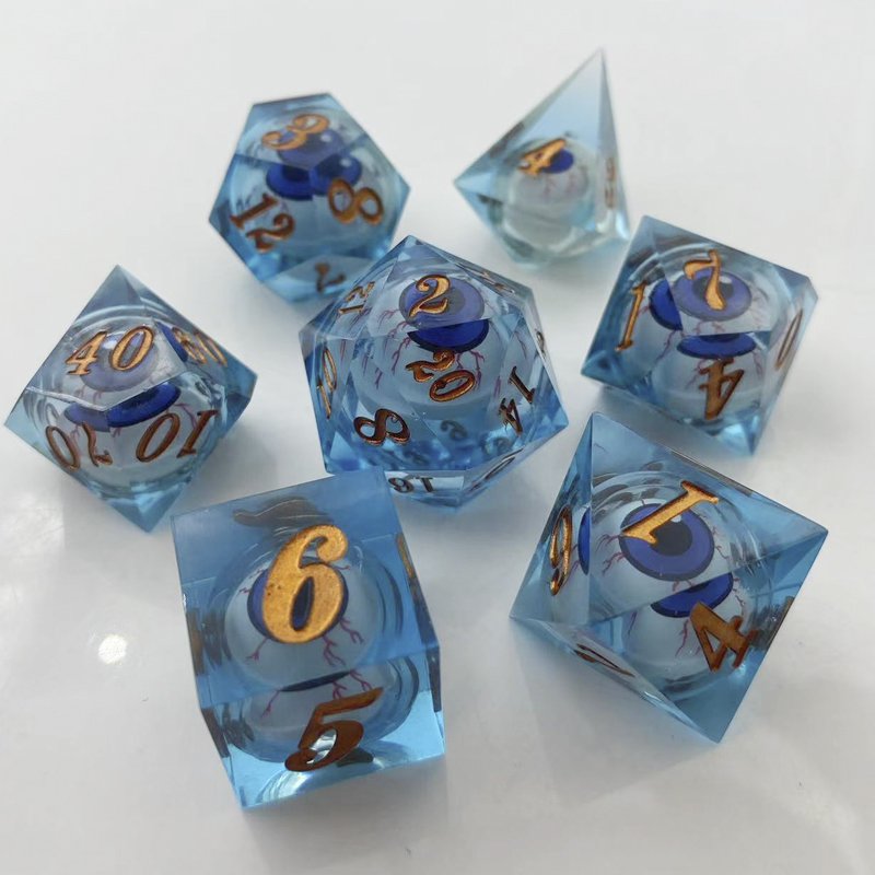 Custom Logo Liquid Core Resin 7 RPG Game Set Dungeons & Dragons Longan Dice for DND Usage