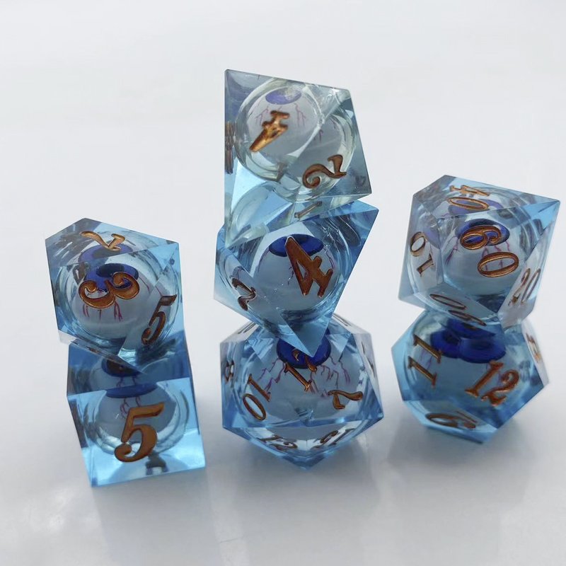 Custom Logo Liquid Core Resin 7 RPG Game Set Dungeons & Dragons Longan Dice for DND Usage