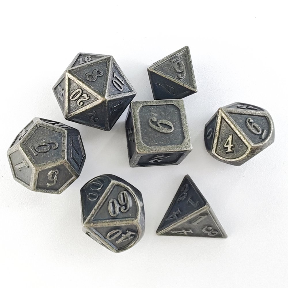 Metal Dice Set for Dungeons and Dragon RPG Board Game 7pcs Polyhedral D4 D6 D8 D10 D12 D20 DND Metal Dice