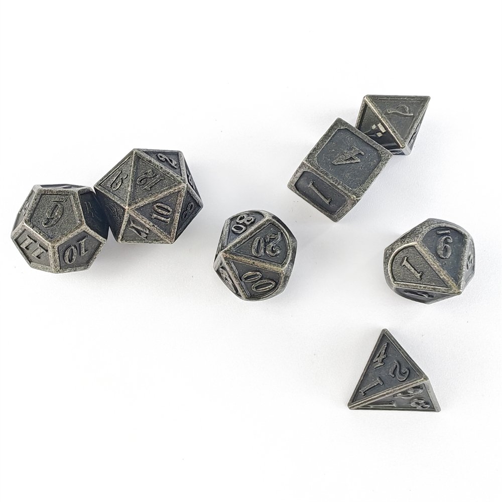Metal Dice Set for Dungeons and Dragon RPG Board Game 7pcs Polyhedral D4 D6 D8 D10 D12 D20 DND Metal Dice