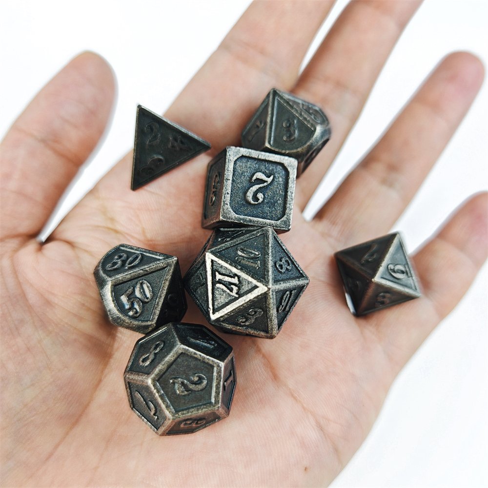 Metal Dice Set for Dungeons and Dragon RPG Board Game 7pcs Polyhedral D4 D6 D8 D10 D12 D20 DND Metal Dice