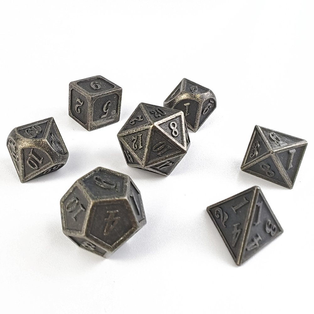 Metal Dice Set for Dungeons and Dragon RPG Board Game 7pcs Polyhedral D4 D6 D8 D10 D12 D20 DND Metal Dice