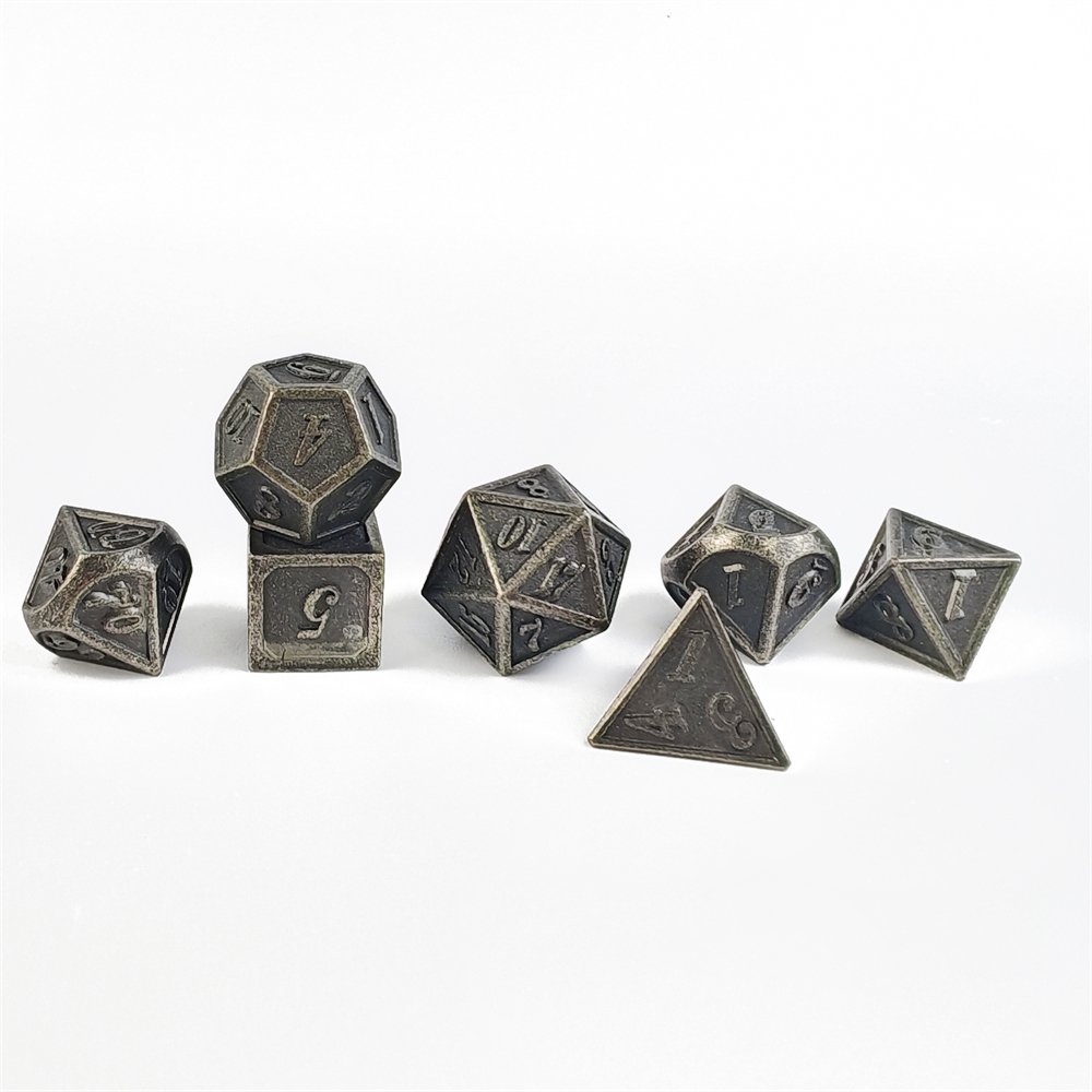 Metal Dice Set for Dungeons and Dragon RPG Board Game 7pcs Polyhedral D4 D6 D8 D10 D12 D20 DND Metal Dice