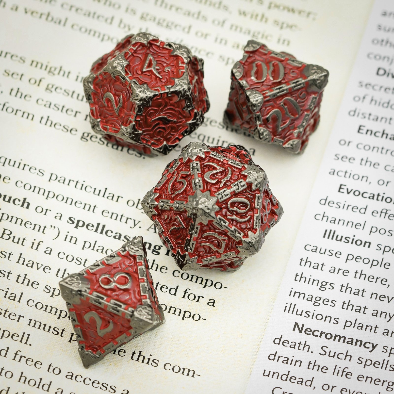 Udixi Polyhedral RPG Dungeons and Dragons custom logo red Metal Dice Set