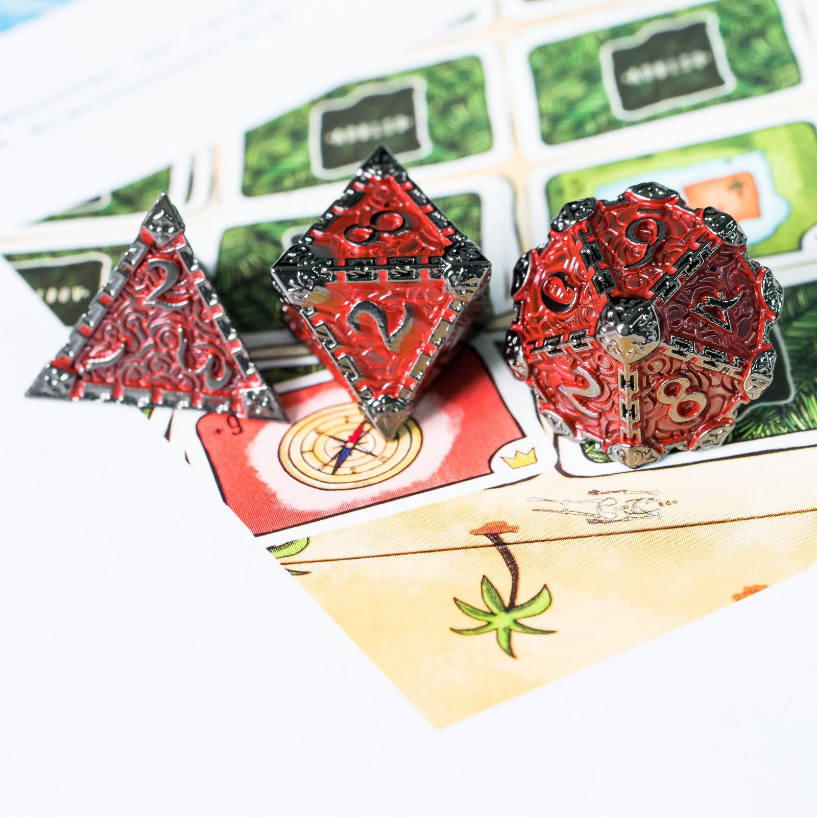 Udixi Polyhedral RPG Dungeons and Dragons custom logo red Metal Dice Set