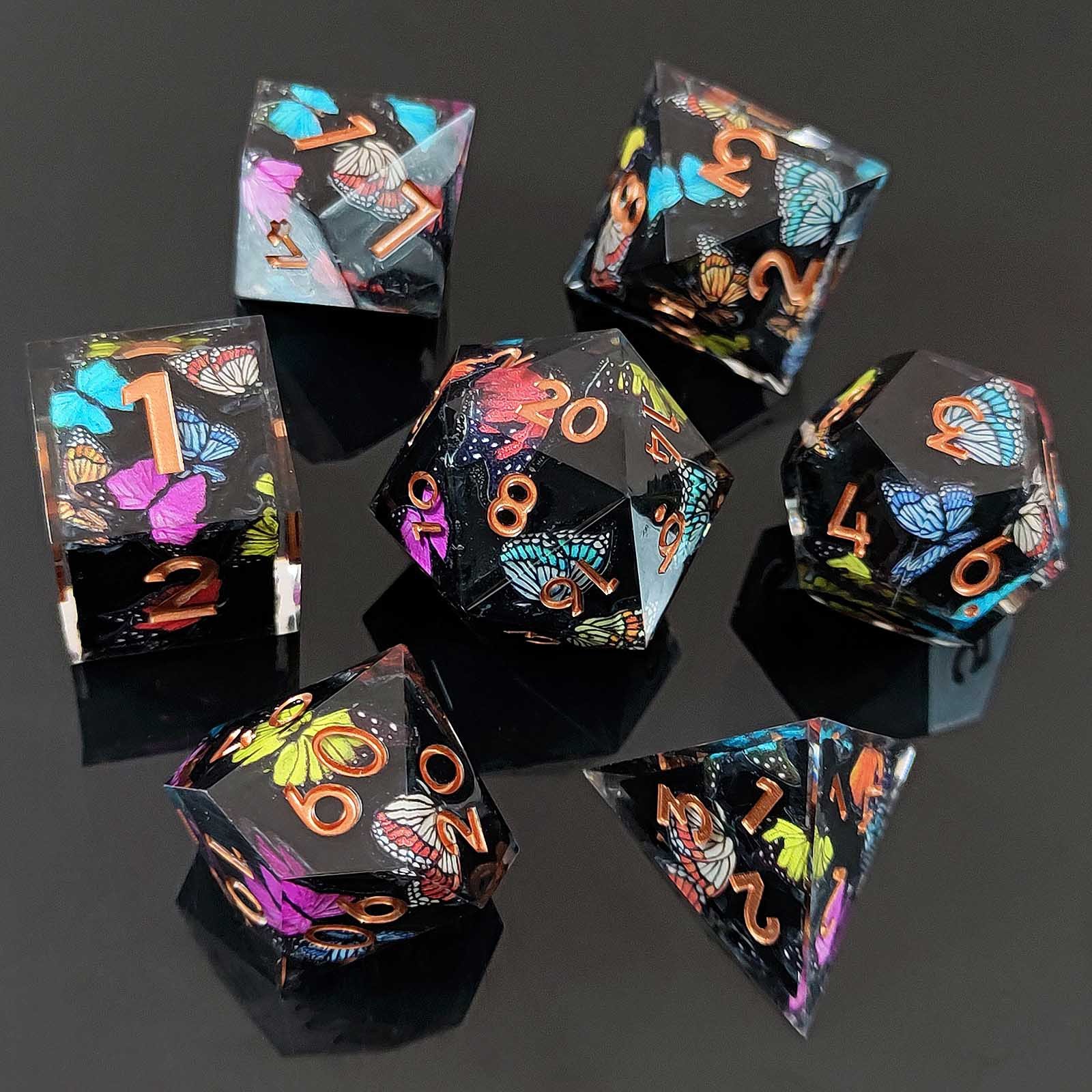 Hot Sell Dungeons And Dragons D&d Colorful Purple White Edge Iridescent Mylarclear Dnd Dice Set