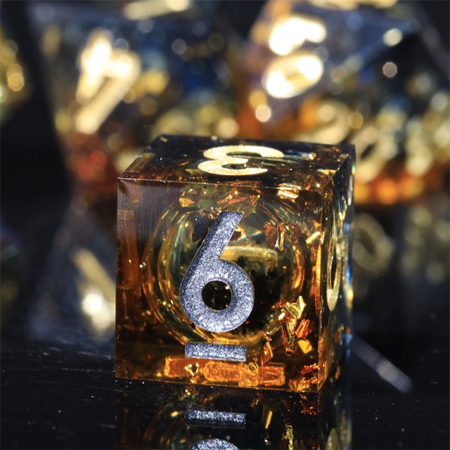 Mini Planet Custom Handmade Polyhedron RPG Dice Set Liquid Core Resin Dragon Dungeon DND with Sharp Edges