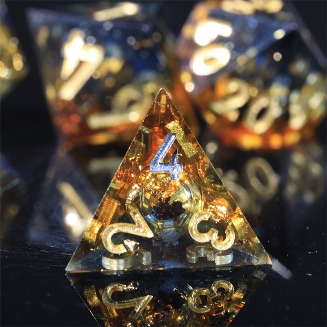 Mini Planet Custom Handmade Polyhedron RPG Dice Set Liquid Core Resin Dragon Dungeon DND with Sharp Edges