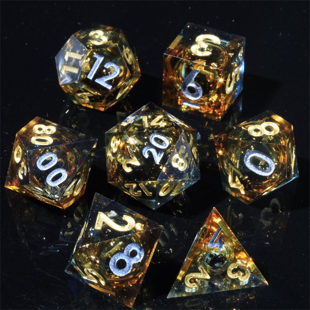 Mini Planet Custom Handmade Polyhedron RPG Dice Set Liquid Core Resin Dragon Dungeon DND with Sharp Edges