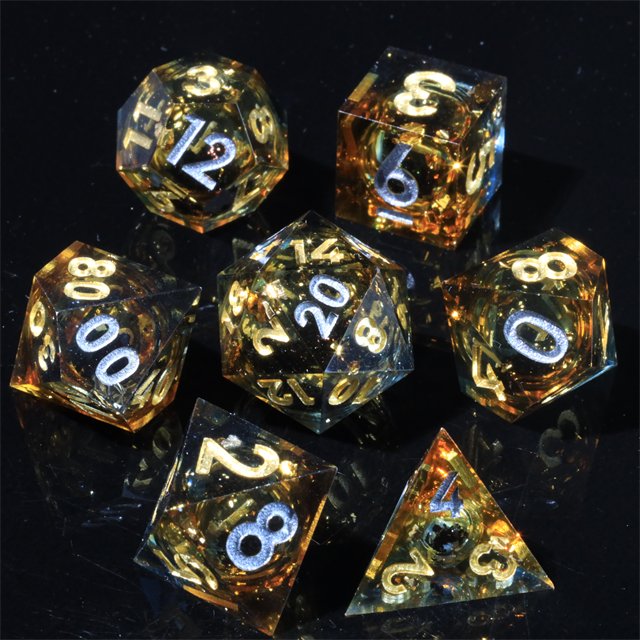 Mini Planet Custom Handmade Polyhedron RPG Dice Set Liquid Core Resin Dragon Dungeon DND with Sharp Edges