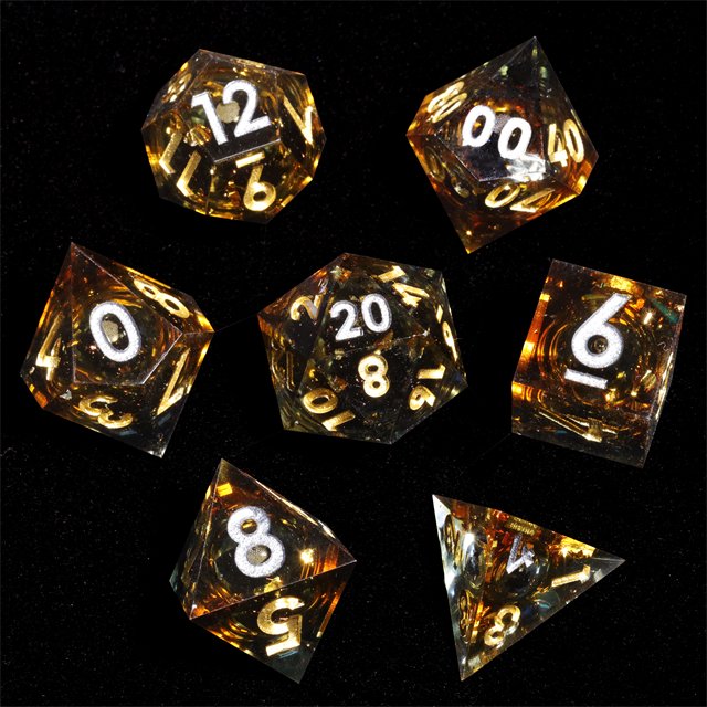 Mini Planet Custom Handmade Polyhedron RPG Dice Set Liquid Core Resin Dragon Dungeon DND with Sharp Edges