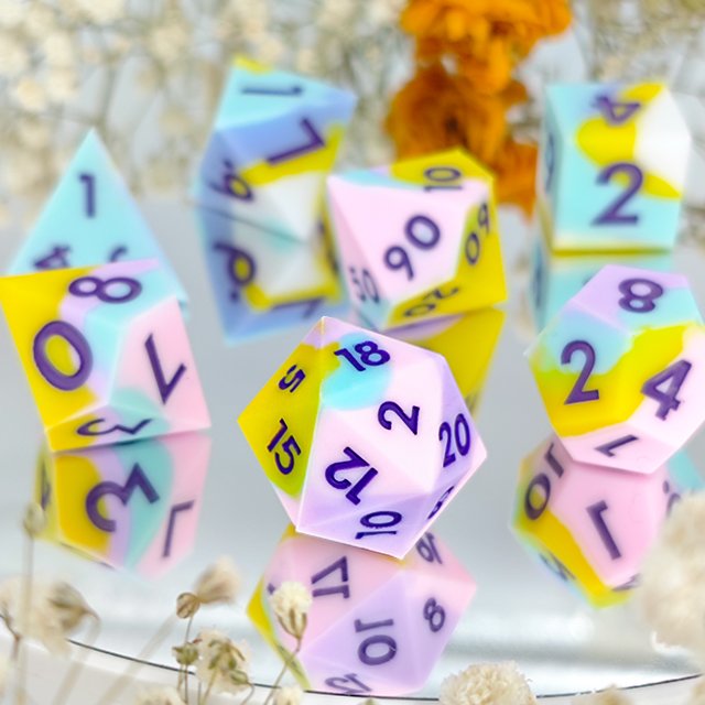 New Style Custom Silicone Mix Color Dice Silicone Polyhedral Dnd D4-D20 Dice Set Blend Color for RPG Games