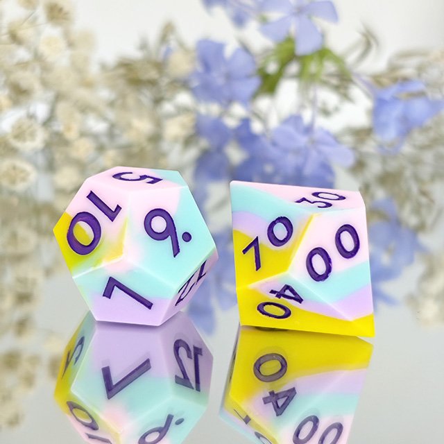New Style Custom Silicone Mix Color Dice Silicone Polyhedral Dnd D4-D20 Dice Set Blend Color for RPG Games