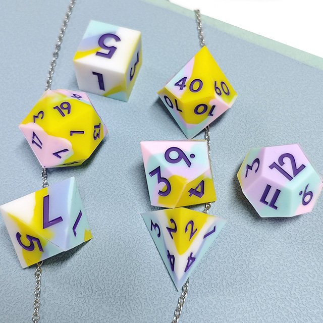 New Style Custom Silicone Mix Color Dice Silicone Polyhedral Dnd D4-D20 Dice Set Blend Color for RPG Games