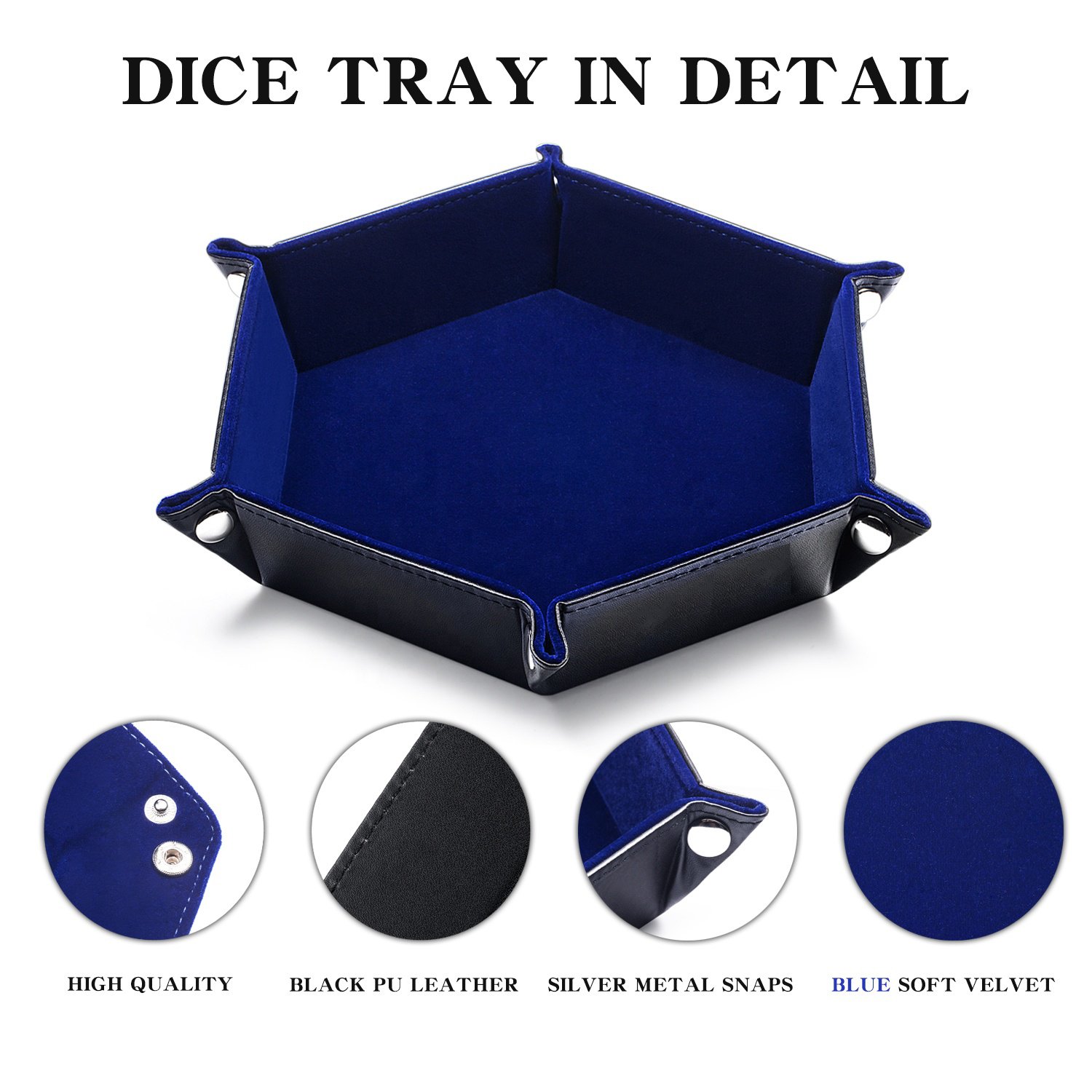Custom Logo Folding Dice Rolling Tray PU Leather Velvet Portable Foldable Polygon Dice Tray Storage Box for DND Dice Board Games