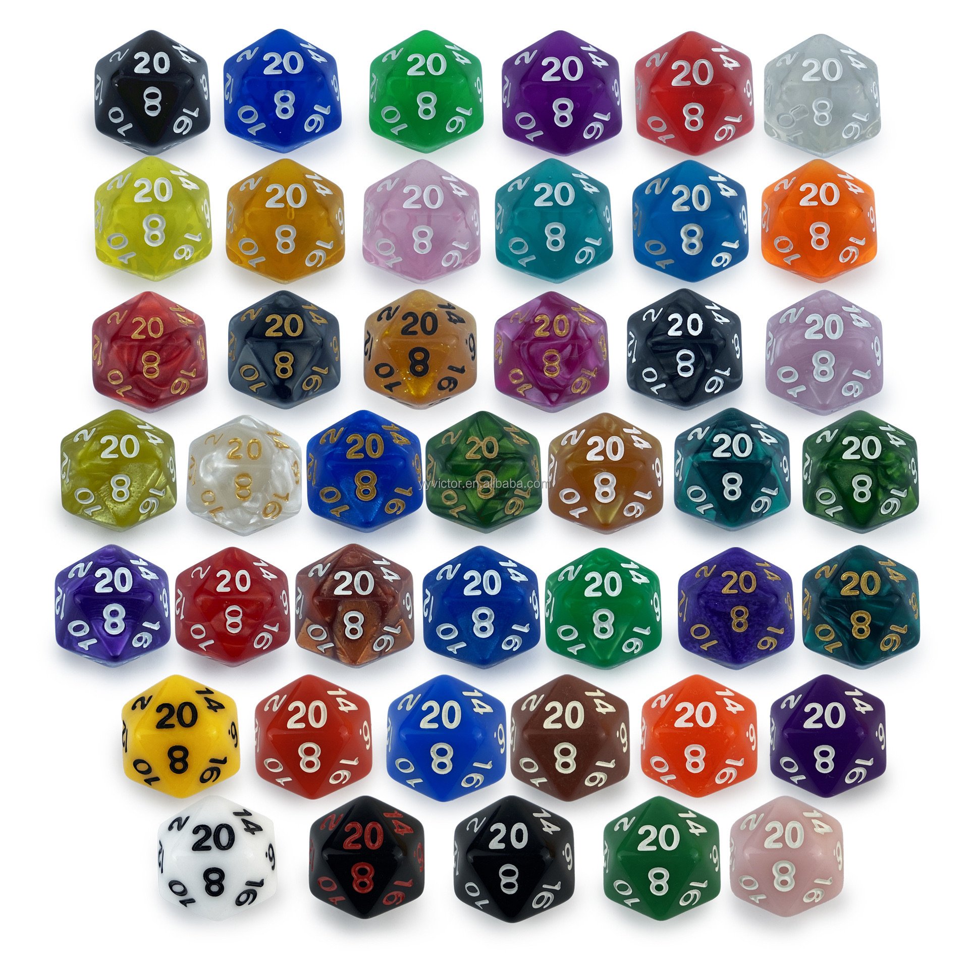 D20 single dice high quality Wholesale and Retail Puzzle game props 20 sided faces 1-20 Plastic Polyhedron dice