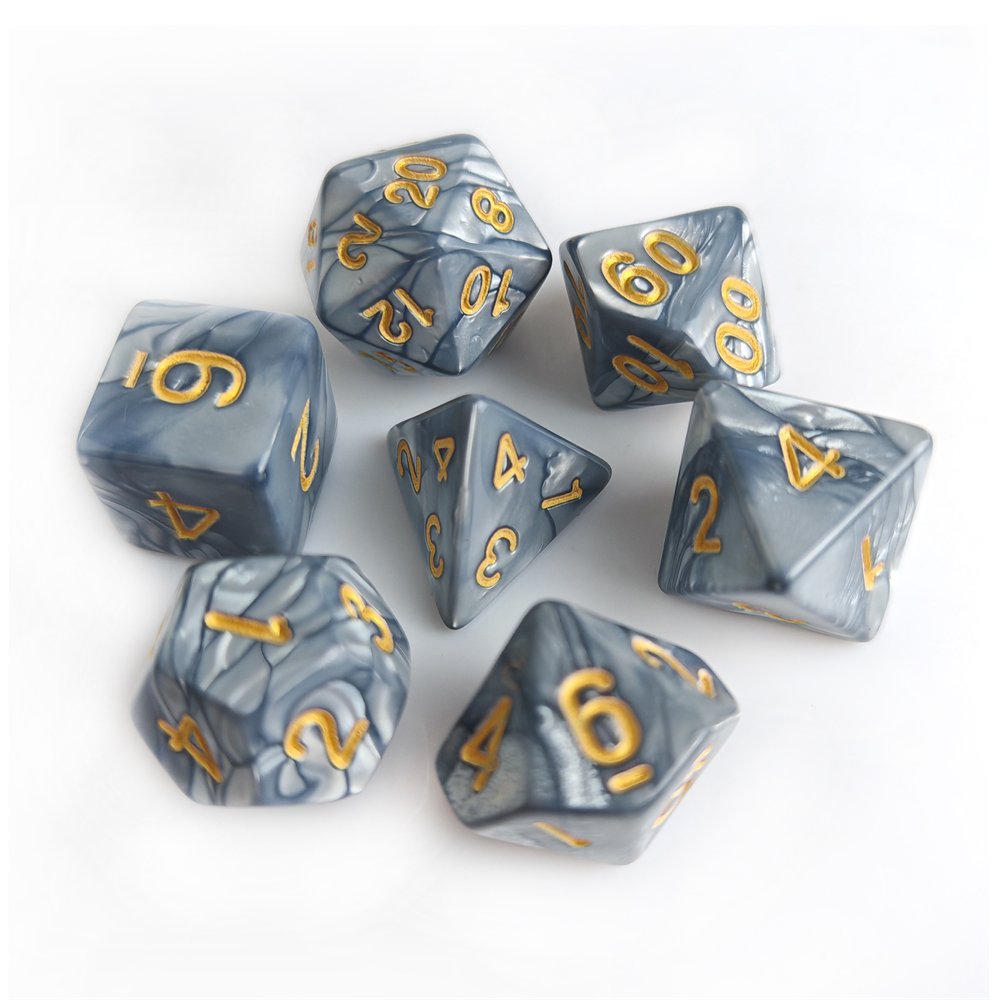 7Pcs/Set Marble Grey Dice Polyhedral Dungeons and Dragons Role Playing Board Game Dice Acrylic DND RPG Dice Set